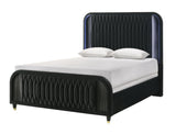 Valeria Black Upholstered LED Bedroom Set