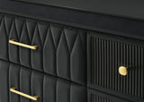 Valeria Black Upholstered LED Bedroom Set