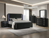Valeria Black Upholstered LED Bedroom Set