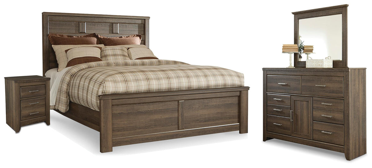 Juararo Queen Panel Bed, Dresser, Mirror and Nightstand