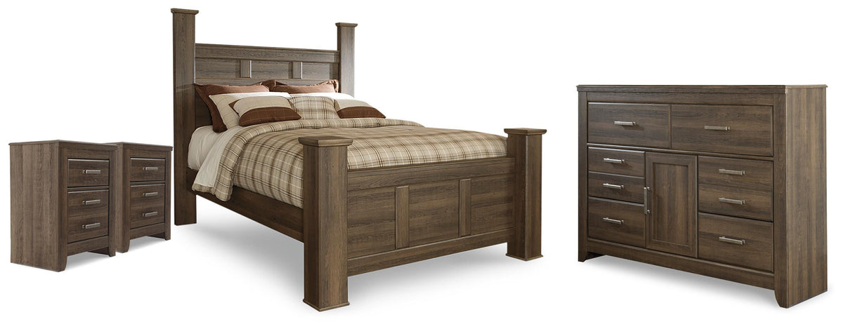 Juararo Queen Poster Bed, Dresser and 2 Nightstands
