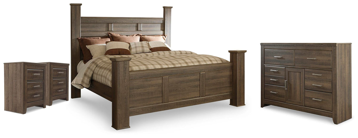 Juararo King Poster Bed, Dresser and 2 Nightstands