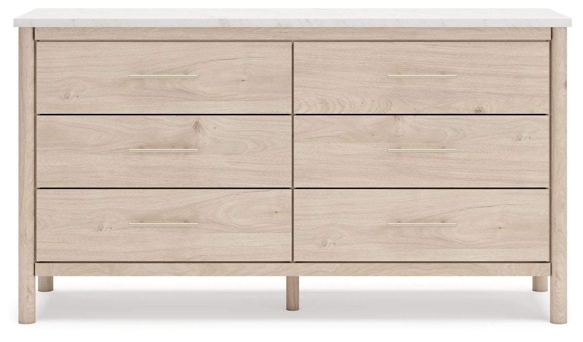 Cadmori King Upholstered Panel Bed, Dresser and Nightstand