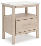 Cadmori King Upholstered Panel Bed, Dresser and Nightstand