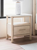 Cadmori Queen Upholstered Panel Bed, Dresser and Nightstand