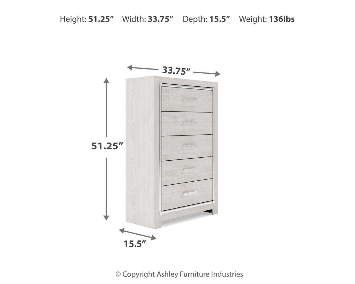 Altyra King Upholstered Storage Bed, Dresser, Mirror, Chest, and Nightstand