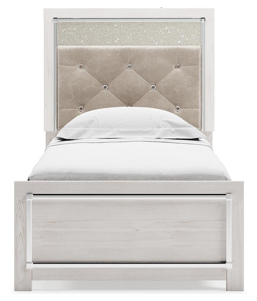 Altyra Twin Upholstered Panel Bed and 2 Nightstands