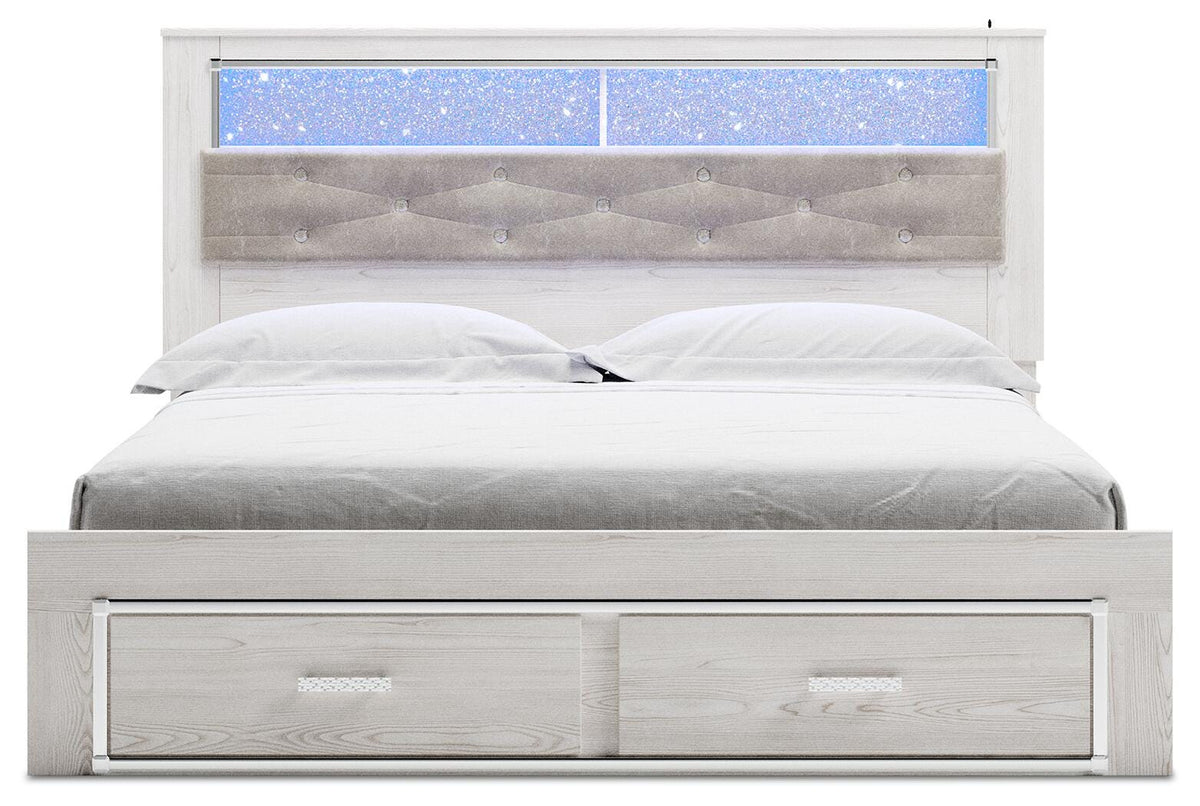 Altyra King Upholstered Bookcase Bed with Storage