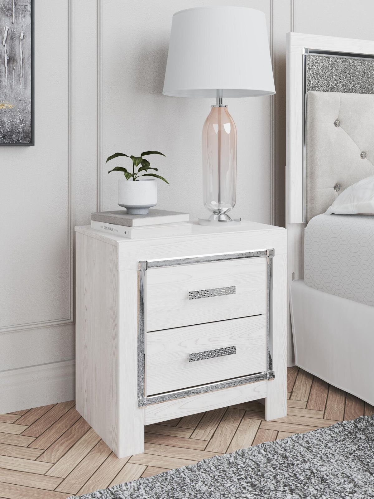 Altyra Twin Upholstered Panel Bed and 2 Nightstands