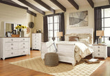 Willowton Queen Sleigh Bed, Dresser, Mirror, Chest and Nightstand