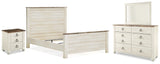 Willowton Queen Panel Bed, Dresser, Mirror, and Nightstand