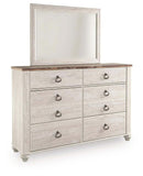 Willowton Queen Panel Bed, Dresser, Mirror and 2 Nightstands