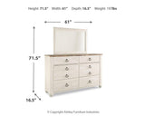 Willowton Queen Panel Bed, Dresser, Mirror and 2 Nightstands
