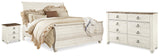 Willowton King Sleigh Bed, Dresser and Nightstand