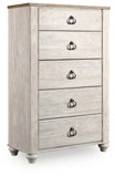 Willowton Queen Sleigh Bed, Dresser, Mirror, Chest and Nightstand