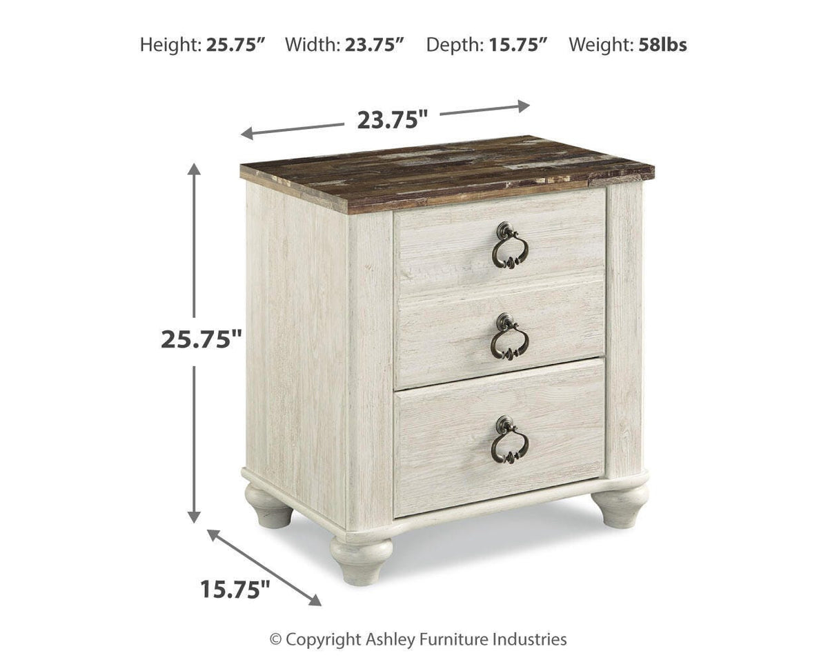 Willowton Queen Panel Bed, Dresser, Mirror and 2 Nightstands