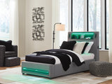 Finigale Twin Upholstered Bed with Wireless Audio