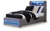 Finigale Twin Upholstered Bed with Wireless Audio