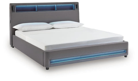 Finigale California King Upholstered Bed with Wireless Audio