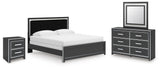 Zuraleus King Panel Bed, Dresser, Mirror and Nightstand