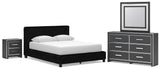 Zuraleus Queen Upholstered Bed, Dresser, Mirror and Nightstand