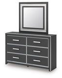 Zuraleus Queen Upholstered Panel Platform Bed, Dresser and Mirror