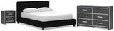 Zuraleus Queen Upholstered Bed, Dresser and Nightstand