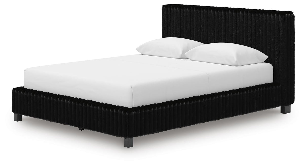 Zuraleus Queen Upholstered Bed, Dresser, Mirror and Nightstand