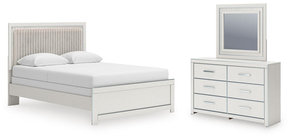 Zuraleus Queen Upholstered Panel Bed, Dresser and Mirror