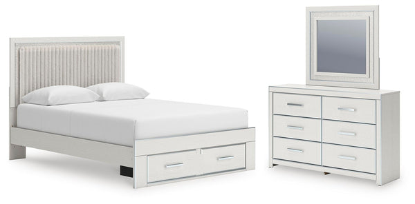 Zuraleus Queen Upholstered Panel Platform Storage Bed, Dresser and Mirror