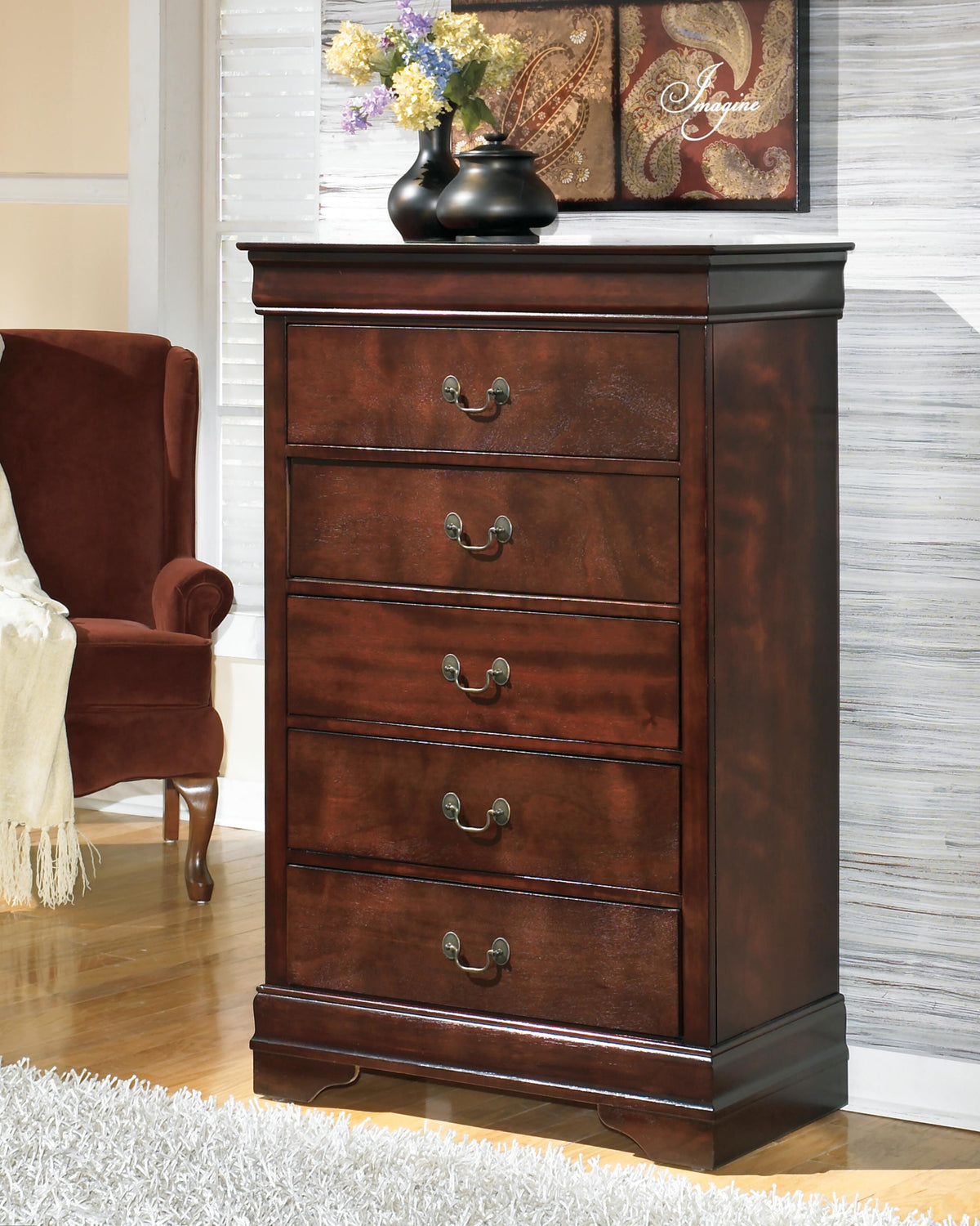 Alisdair Full Sleigh Bed, Dresser, Mirror, Chest and Nightstand