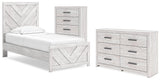 Cayboni Twin Panel Bed, Dresser and Chest