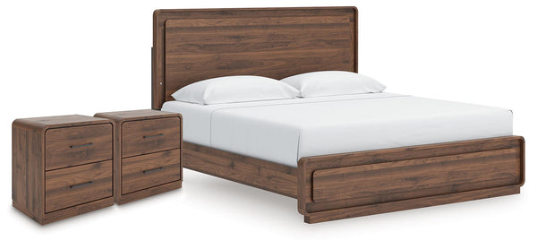 Fortlorn King Panel Bed and 2 Nightstands