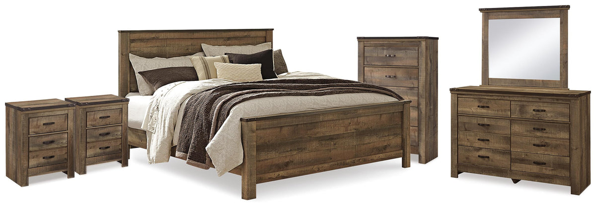 Trinell King Panel Bed. Dresser, Mirror, Chest and 2 Nightstands