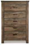 Trinell Full Bookcase Storage Bed, Dresser, Mirror, Chest and 2 Nightstands