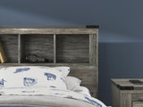 Frandern Twin Bookcase Bed with Storage, Dresser and Mirror