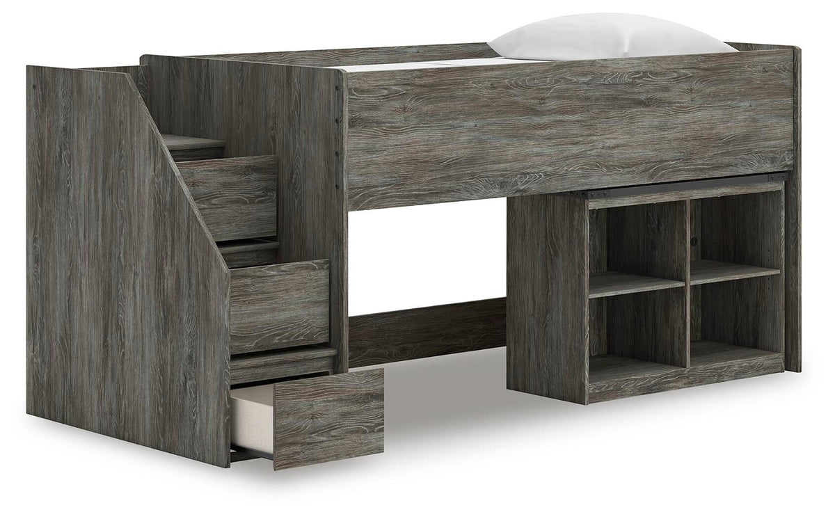 Frandern Twin Loft Bed with Bookcase Storage