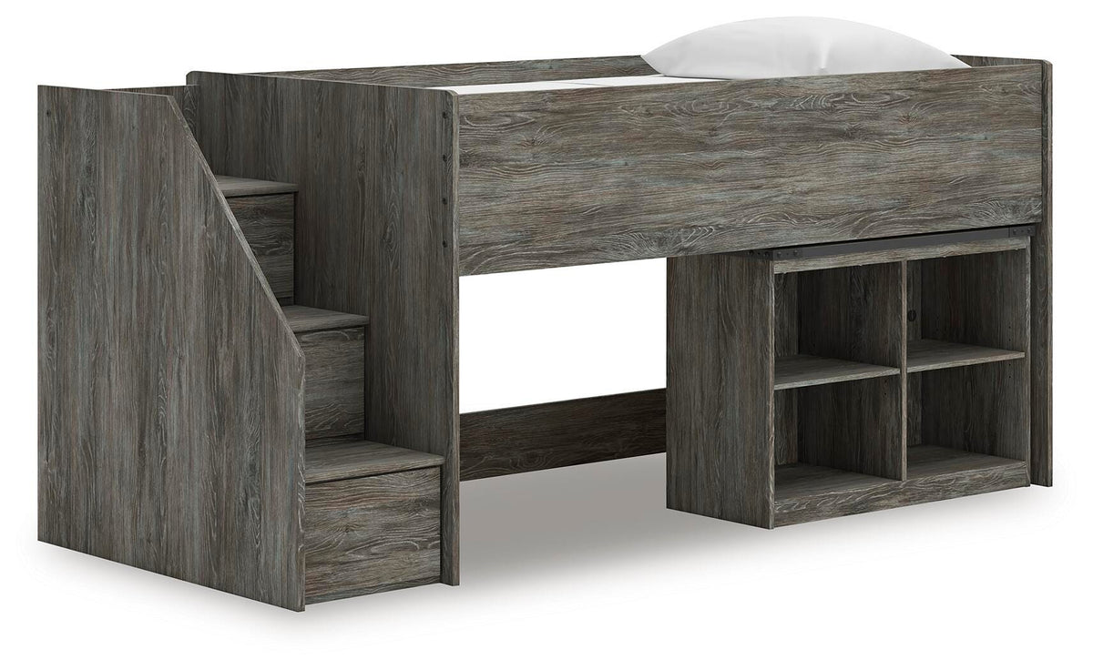 Frandern Twin Loft Bed with Bookcase Storage