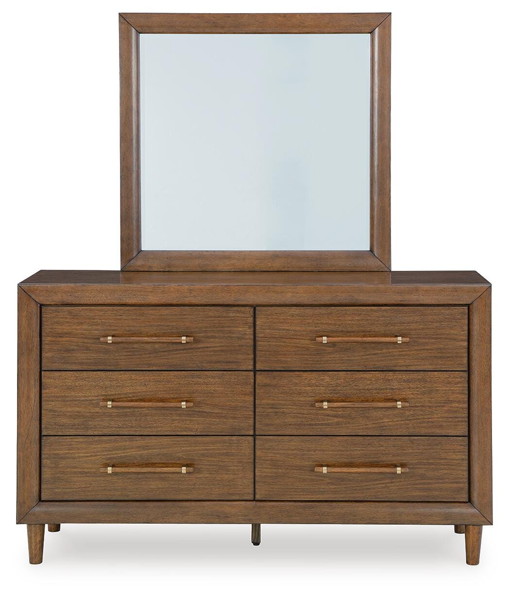 Lyncott Queen Upholstered Bed, Dresser, Mirror and Nightstand
