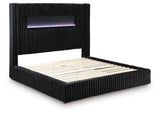 Tayleena King Upholstered Bed with Fireplace and Wireless Audio