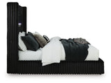 Tayleena King Upholstered Bed with Fireplace and Wireless Audio