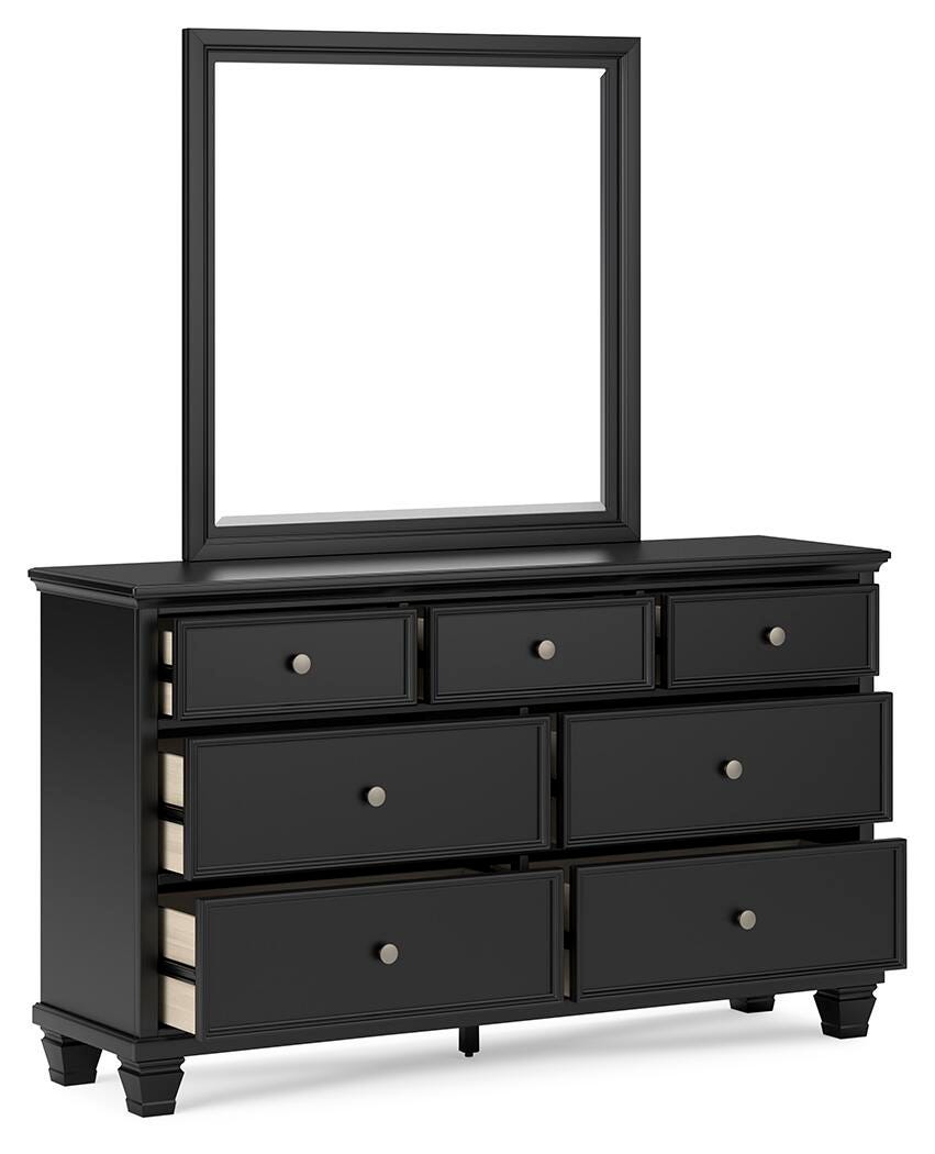 Lanolee California King Panel Bed, Dresser and Mirror