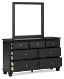 Lanolee California King Panel Bed, Dresser and Mirror