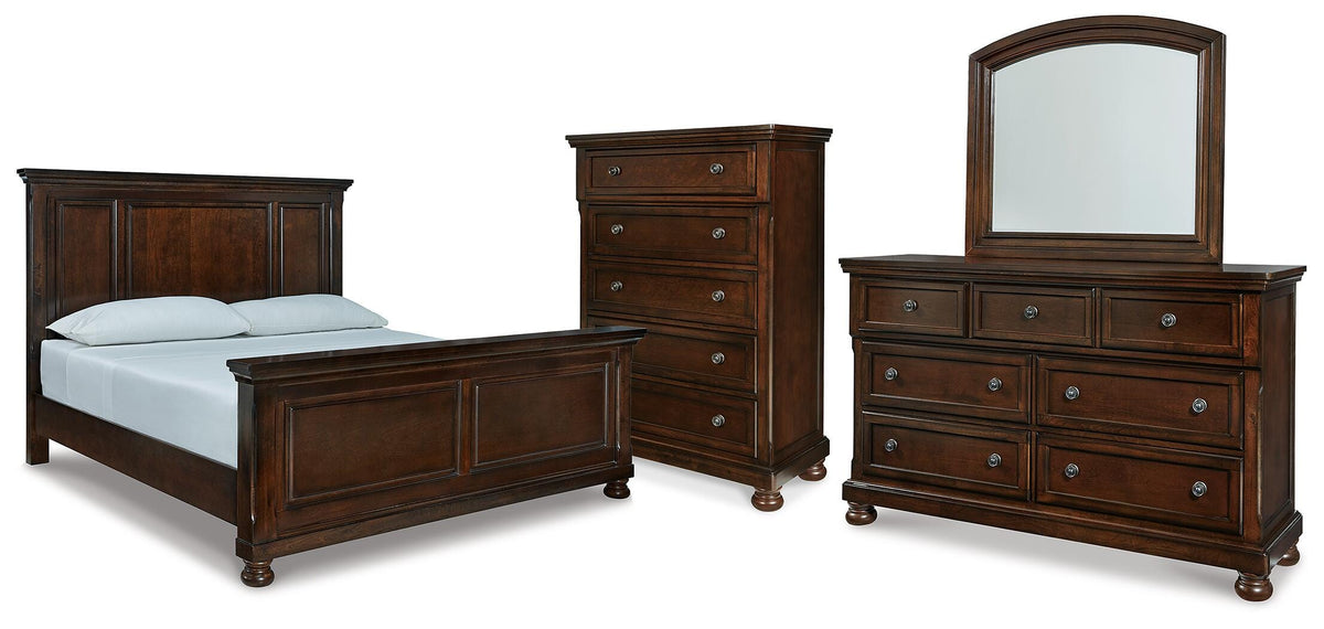 Porter California King Panel Bed, Dresser, Mirror and Chest