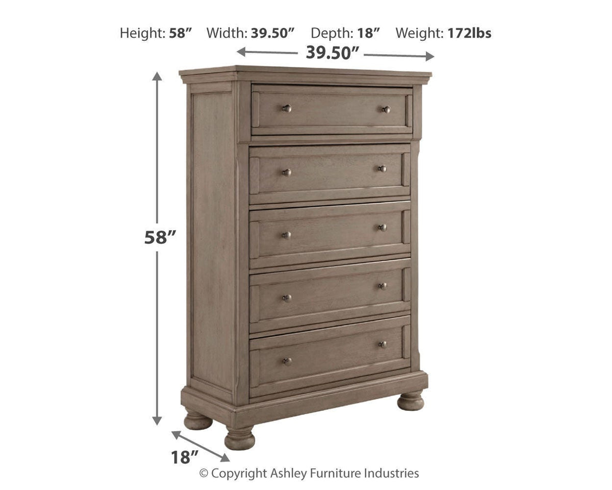 Lettner King Panel Bed, Chest and 2 Nightstands