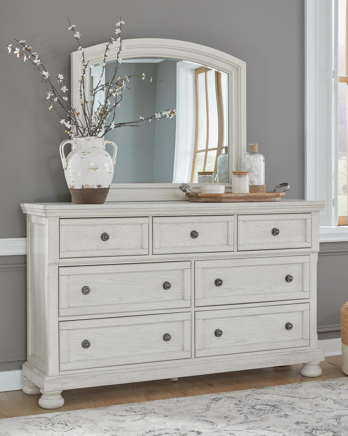 Robbinsdale Queen Panel Bed, Dresser and Mirror