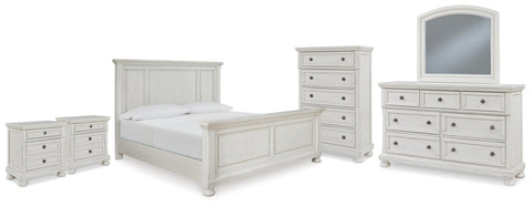 Robbinsdale King Panel Bed, Dresser, Mirror, Chest and 2 Nightstands