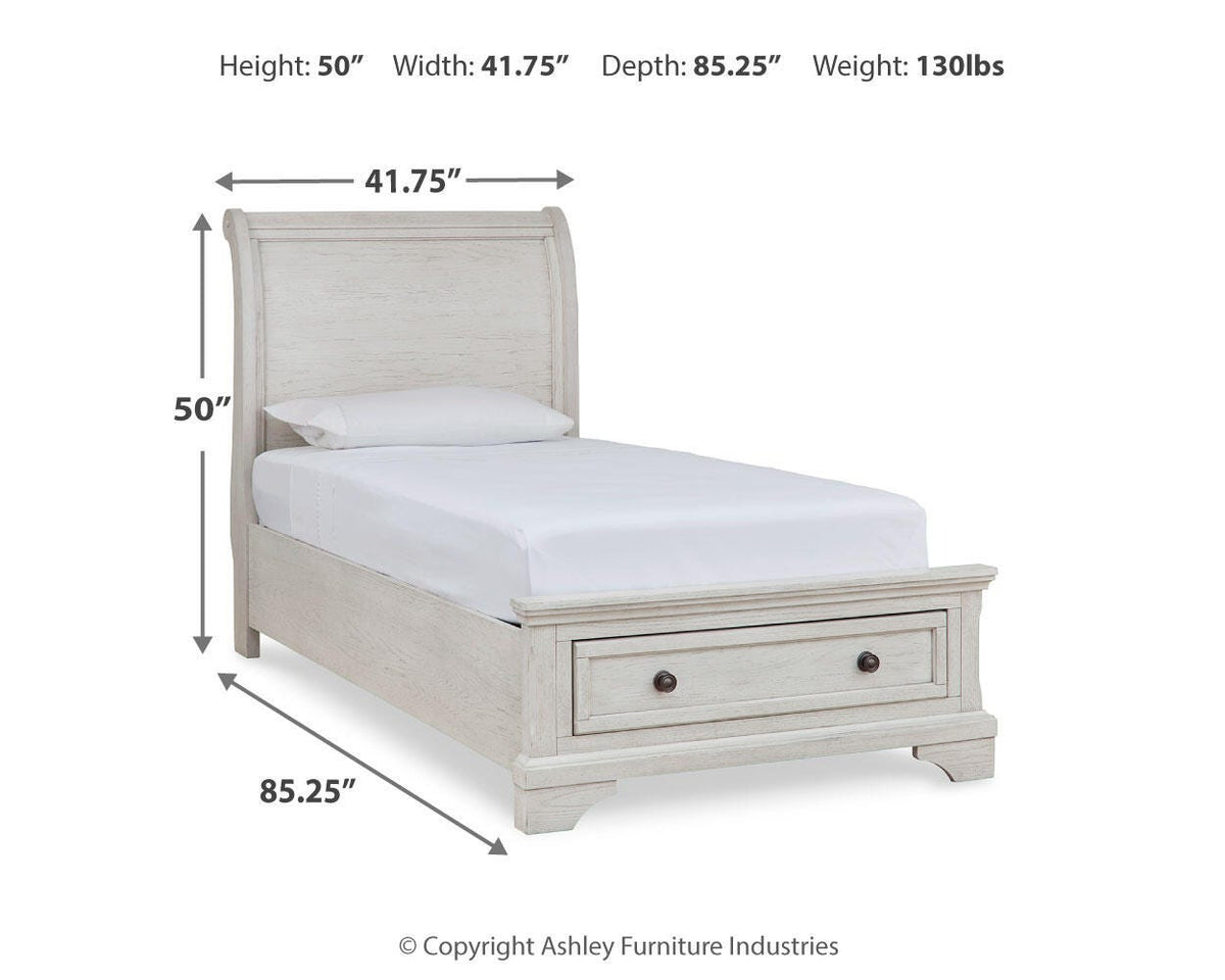 Robbinsdale Twin Sleigh Storage Bed, Dresser and Nightstand