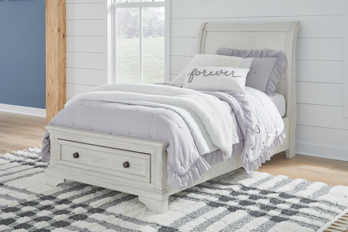Robbinsdale Twin Storage Bed, Dresser, Mirror and Nightstand
