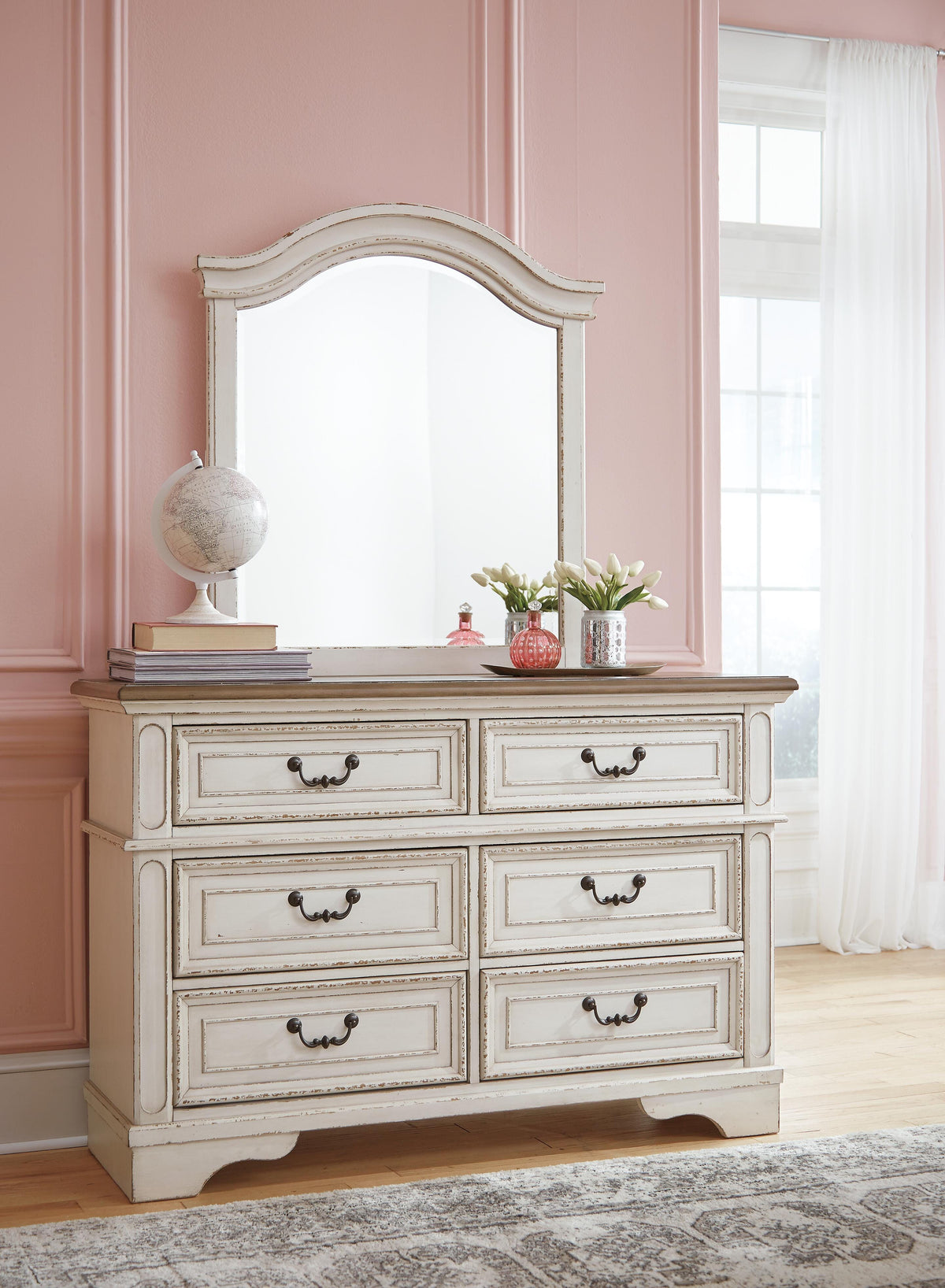 Realyn Full Panel Bed, Dresser, Mirror, Chest and Nightstand